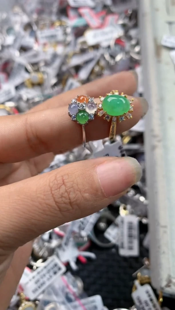 银S925镶嵌戒指翡翠171717----10