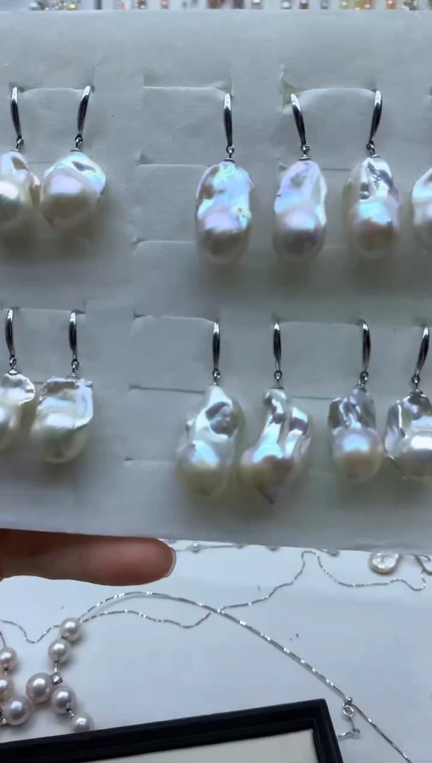 银S925镶嵌淡水珍珠耳饰多样性发其一万能扣