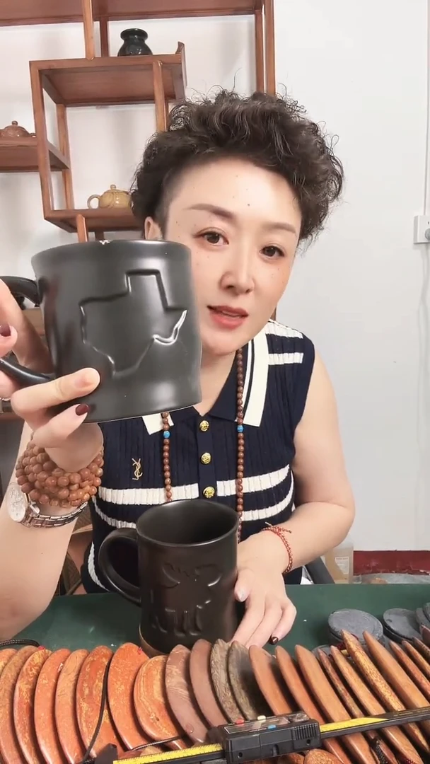 老虎石原石柴烧微瑕办公杯