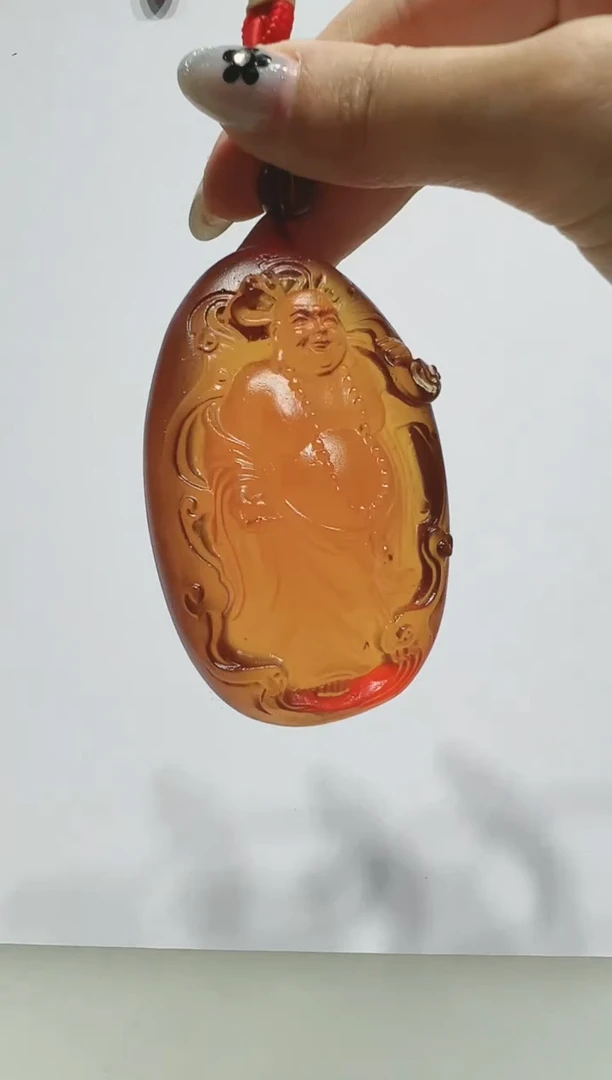 手工艺品琉璃古法琉璃弥勒手把件