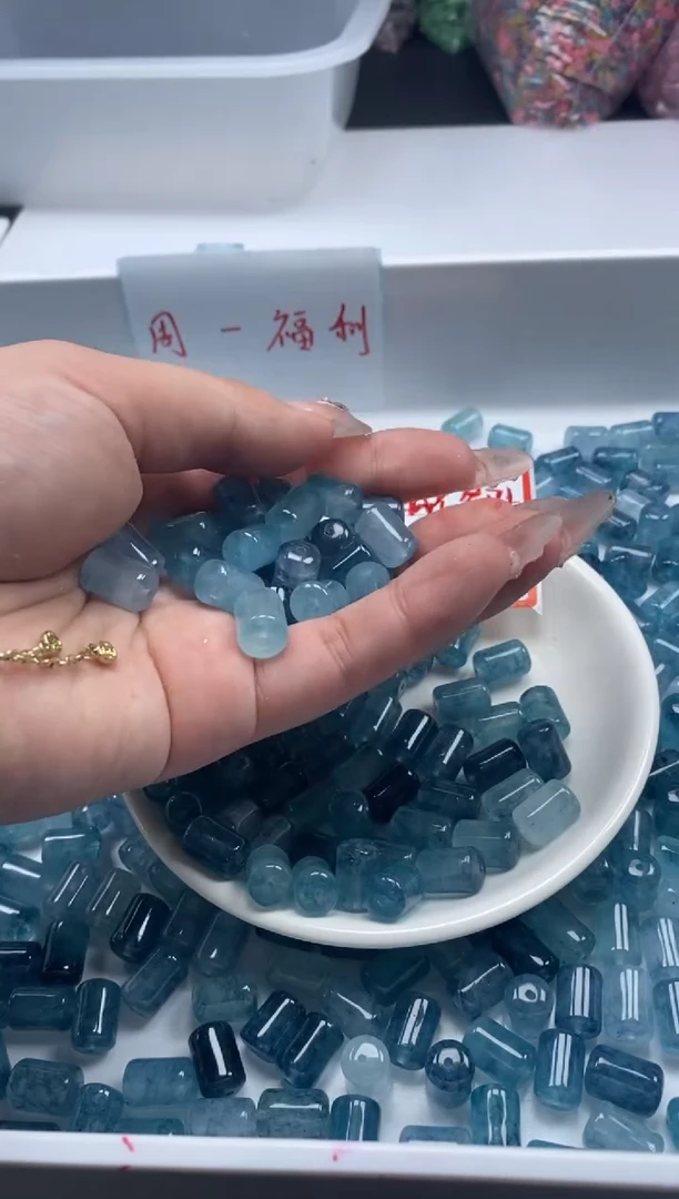 玛瑙/玉髓颈饰未镶嵌w1870老蓝水飘花管珠12*8mm*10颗