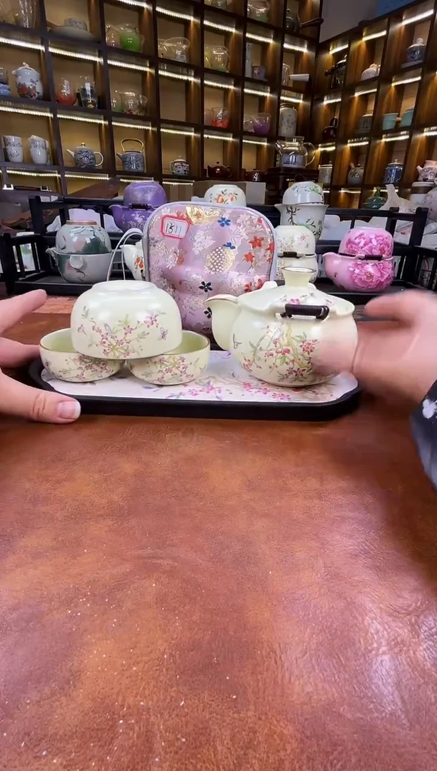 .桃花宝瓶旅行+长方桃花盘