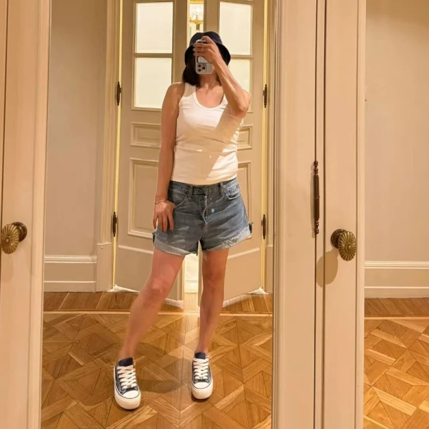 COCOLINDA | 毛边牛仔短裤 N2104