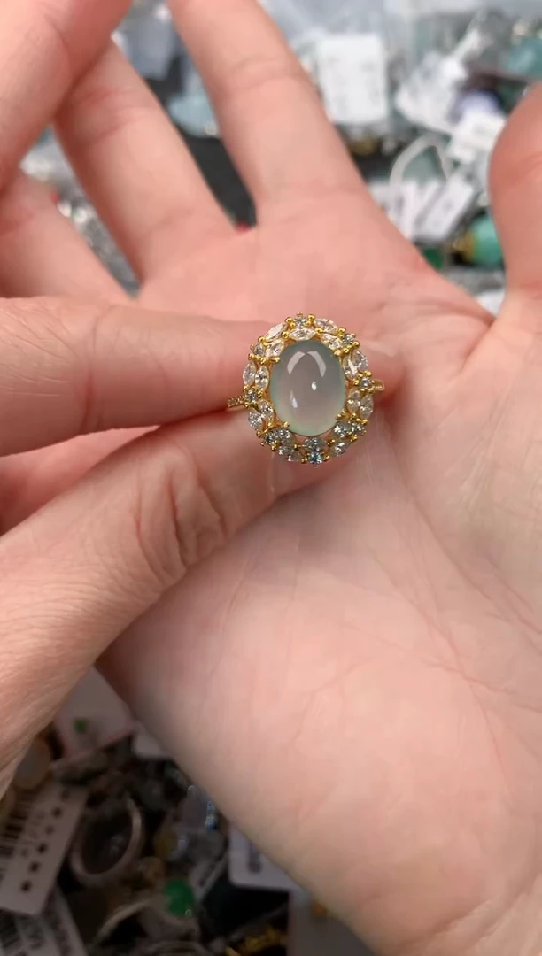 银S925镶嵌戒指翡翠4                     8