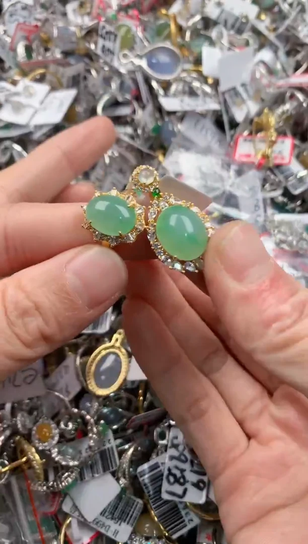 银S925镶嵌戒指翡翠444   9