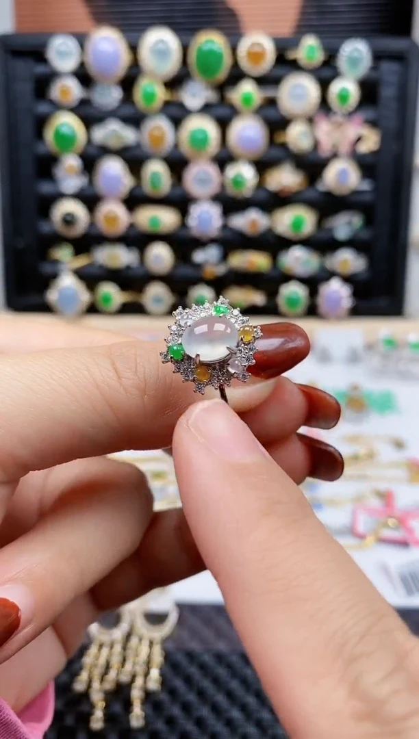 银S925镶嵌戒指翡翠272