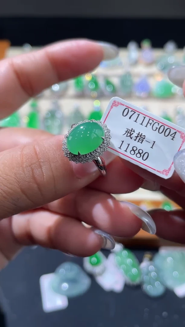 翡翠戒指18K金镶嵌0711FG004