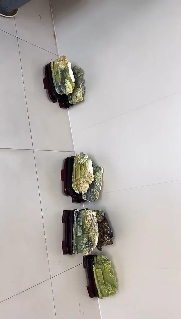 未镶嵌蛇纹石玉山水摆件多样性随机发一