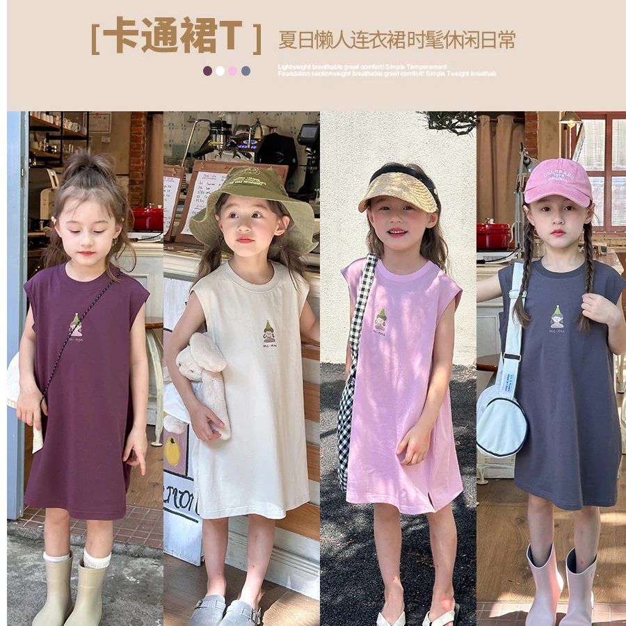 女童宝宝夏季休闲韩版连衣裙宽松日常中长款卡通裙