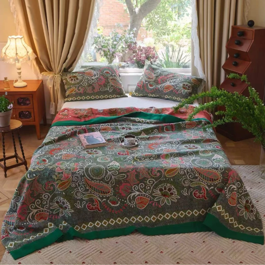 流苏多功能纱布盖毯--花意浓230*250