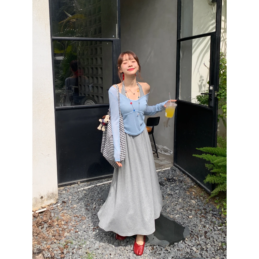 切糕【慵懒随意】小个子法式女装垂感高腰中长款小众女夏季半身裙