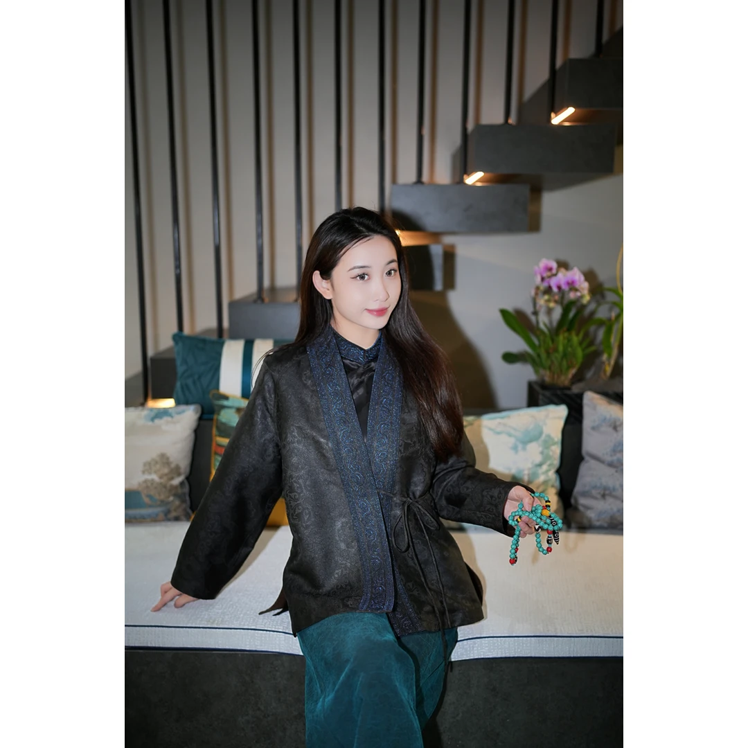 蓝大【瑾瑜阁】新中式桑蚕丝太太服7582