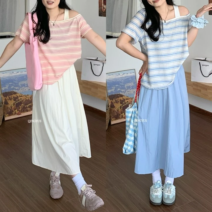 青屿衫「无口袋~」法式气质高腰半身裙百搭休闲风微胖大码女装春季