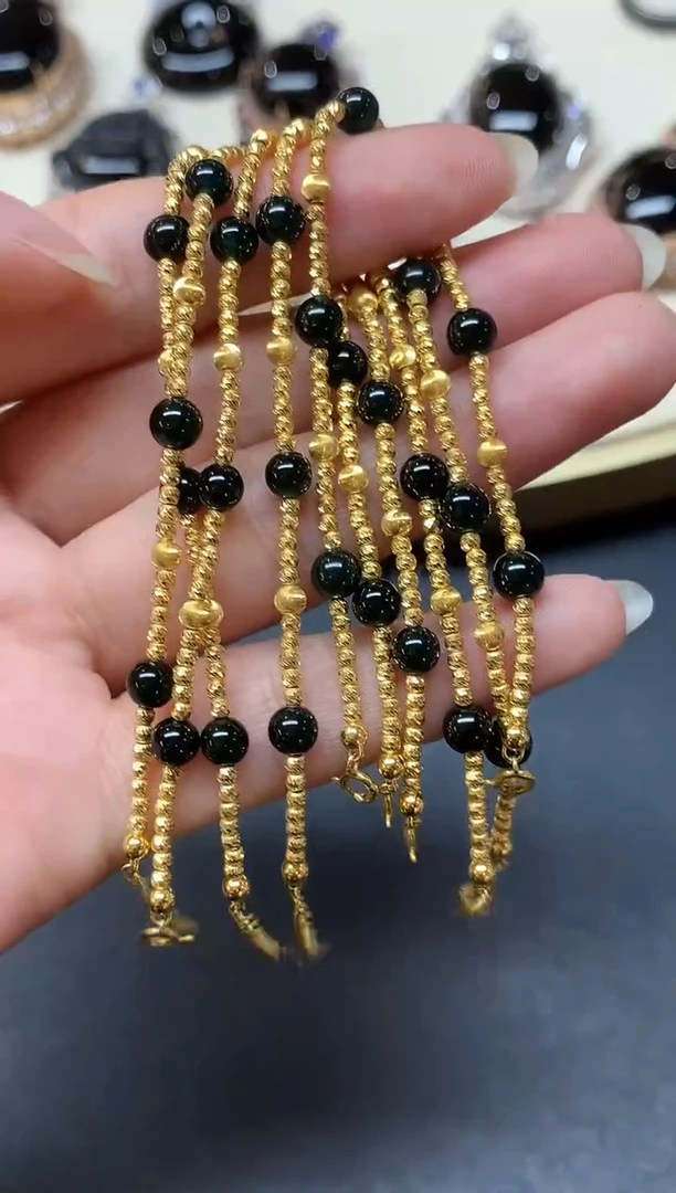 18K金镶嵌手链翡翠墨翠手链|2580多样性发其一