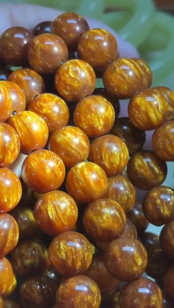 01号卡12mm金色圆珠手串