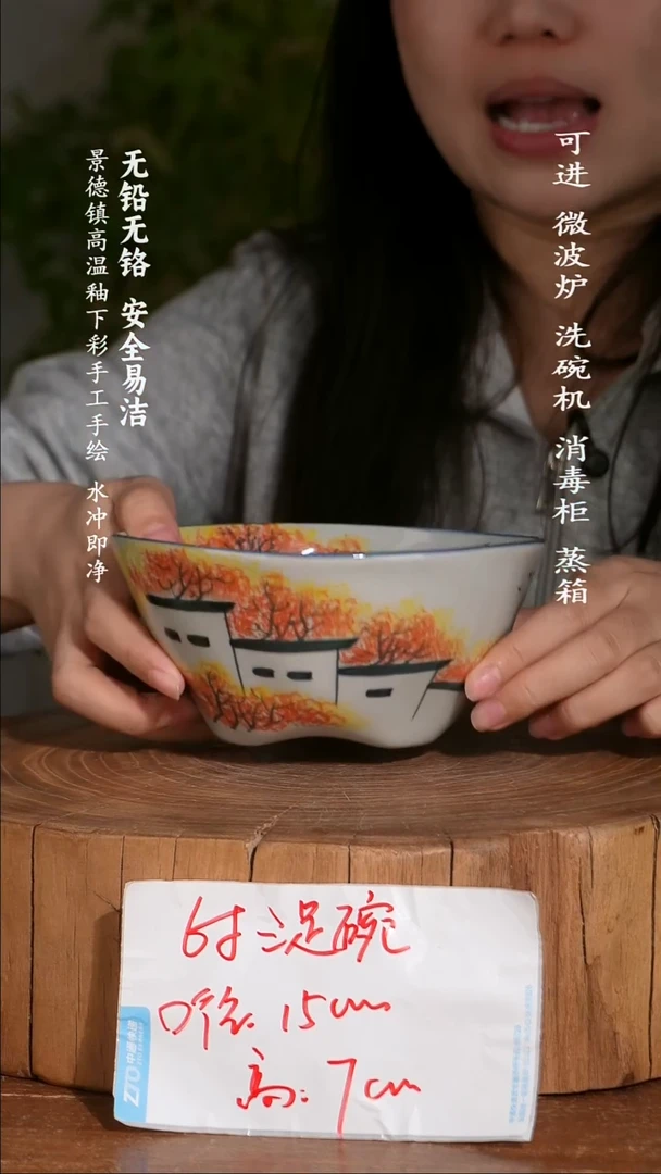 碗陶瓷景德镇高温瓷釉下彩手绘陶瓷