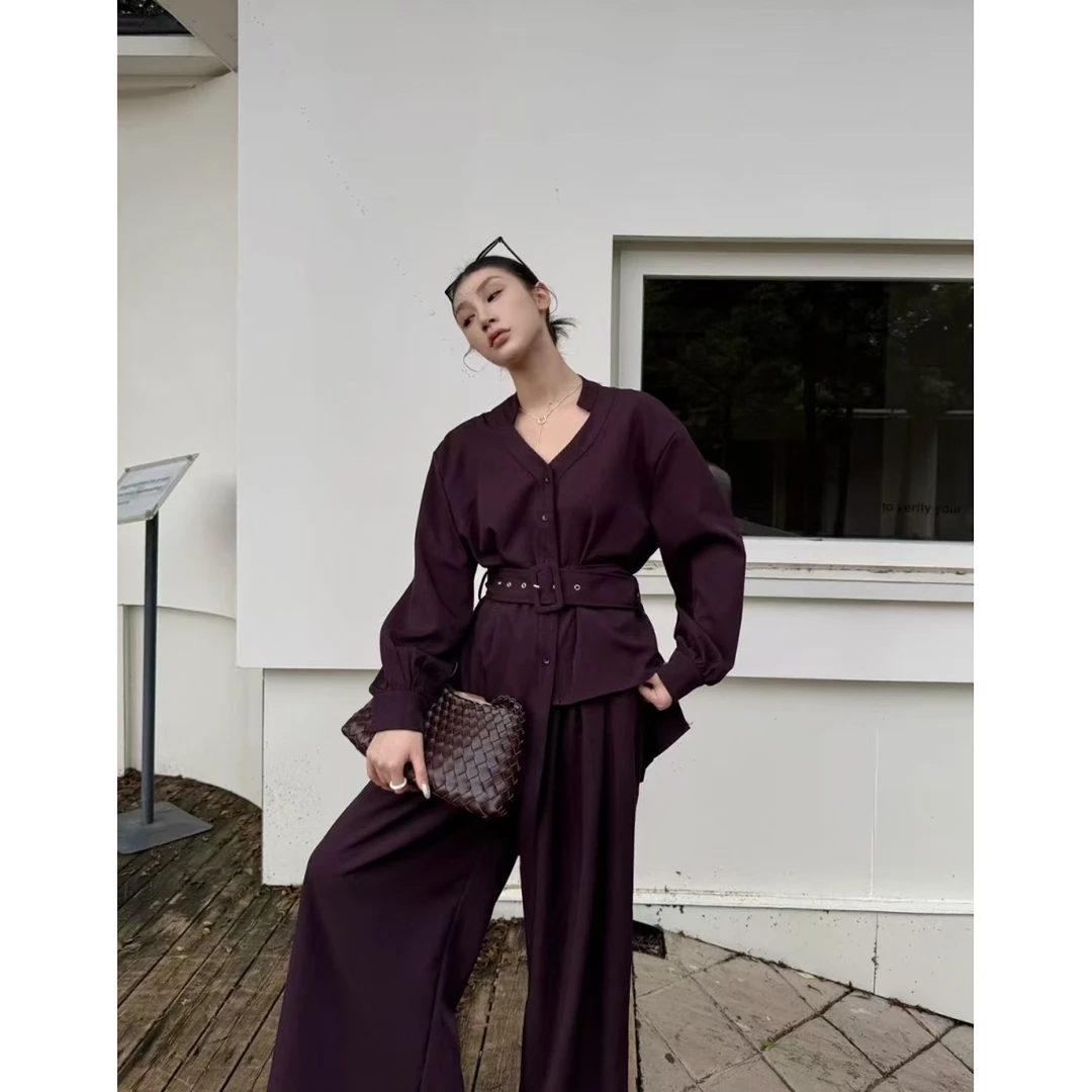 气质法式风阔腿裤套装