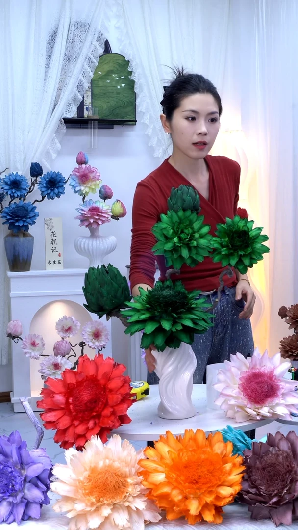 龙枣支洋蓟墨绿【带花瓶】