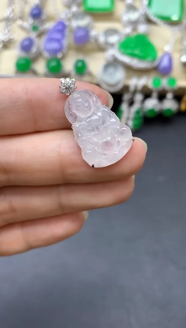 翡翠18K金镶嵌颈饰154-中国好珍宝