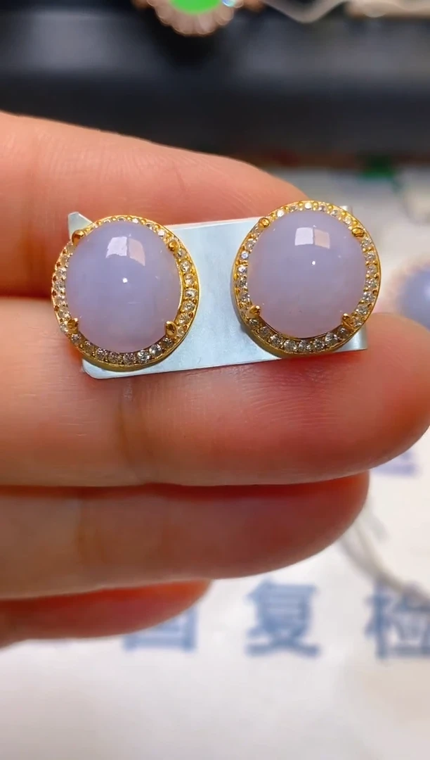 【闪购商品】翡翠耳饰银S925镶嵌天然A货翡翠1