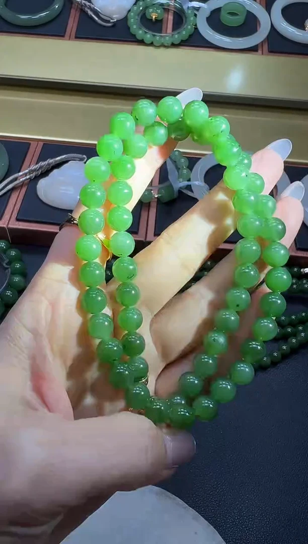 颈饰合金和田玉碧玉项链多样性发一/有瑕 7-8mm/46cm