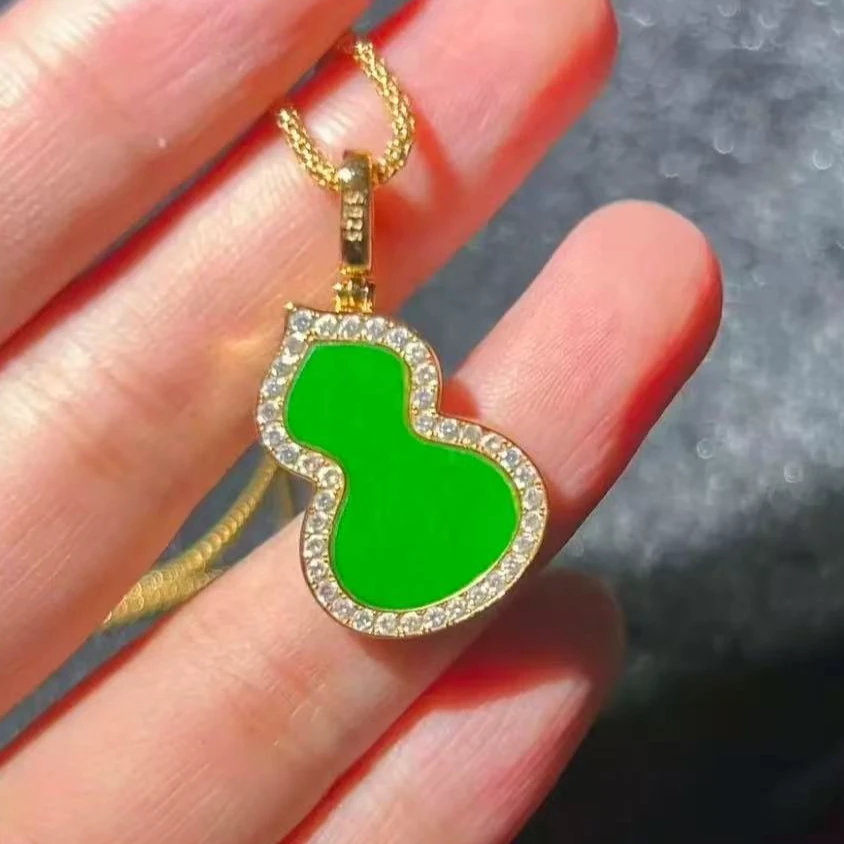 【福禄双全】天然缅甸A货翡翠S925银 满绿•葫芦吊坠 多样性发一