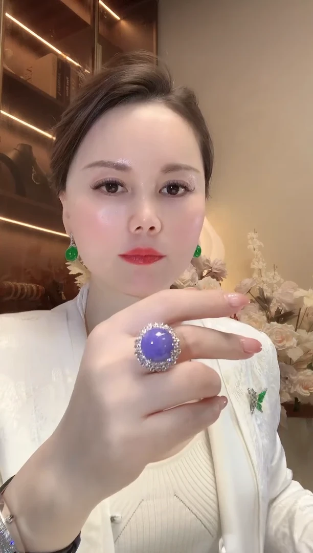 【闪购商品】翡翠戒指18K金镶嵌A82 紫货有一定色差