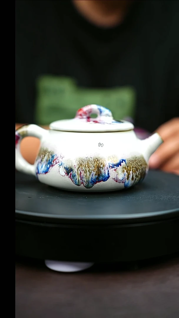 90#原矿钧瓷炉钧釉石瓢壶
