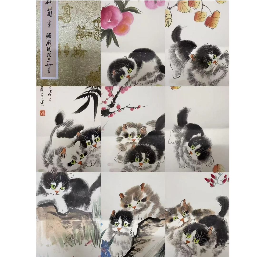孙菊生款绘画猫咪册页8平尺
