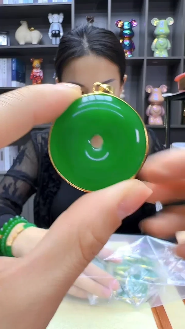 翡翠14K金镶嵌颈饰沉白diy劲饰