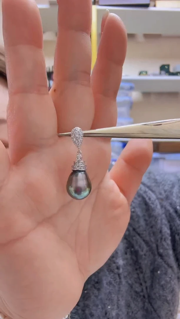 【闪购商品】海水珍珠吊坠(不含链)未镶嵌大溪地10mm+S925银吊坠