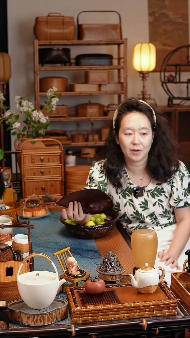 【簸箕】蓝胎漆器非遗手工竹编簸箕家用收纳篮清洁摆件