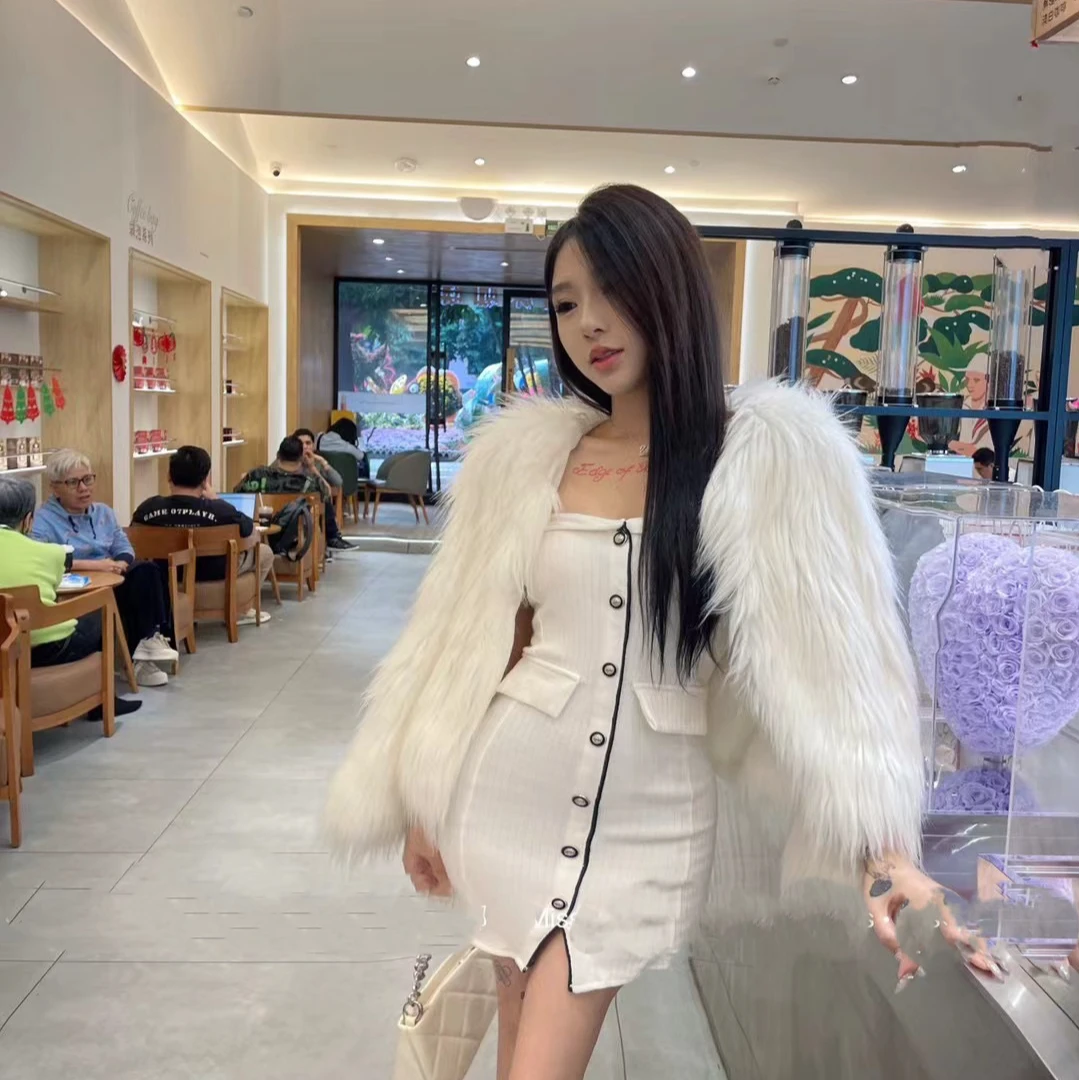 黑金芭比 小香风气质性感包臀显瘦抹胸连衣裙女