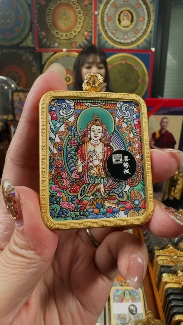 吊坠壹善缘城手绘唐卡虚空藏