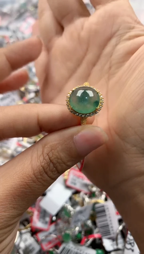 银S925镶嵌戒指翡翠555        1