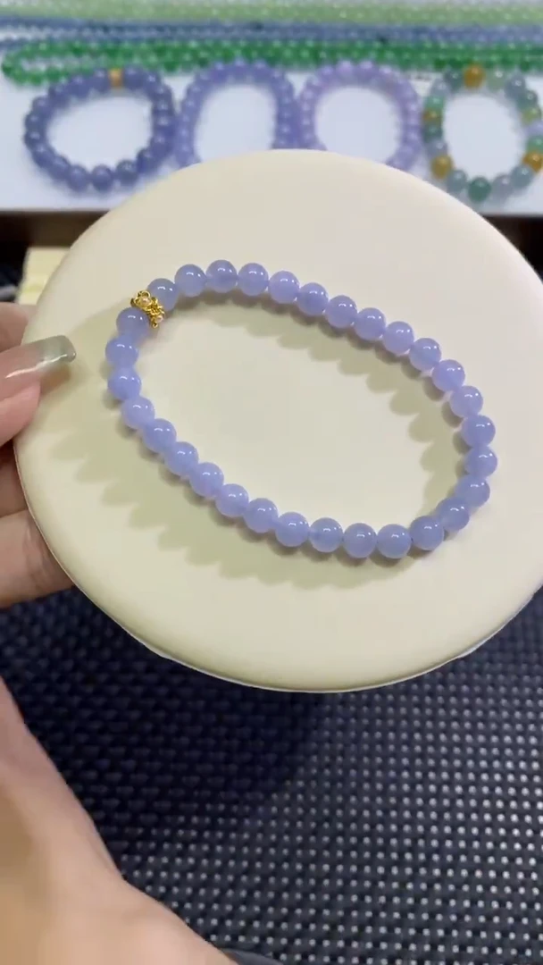 翡翠散珠卡6冰粉紫手串