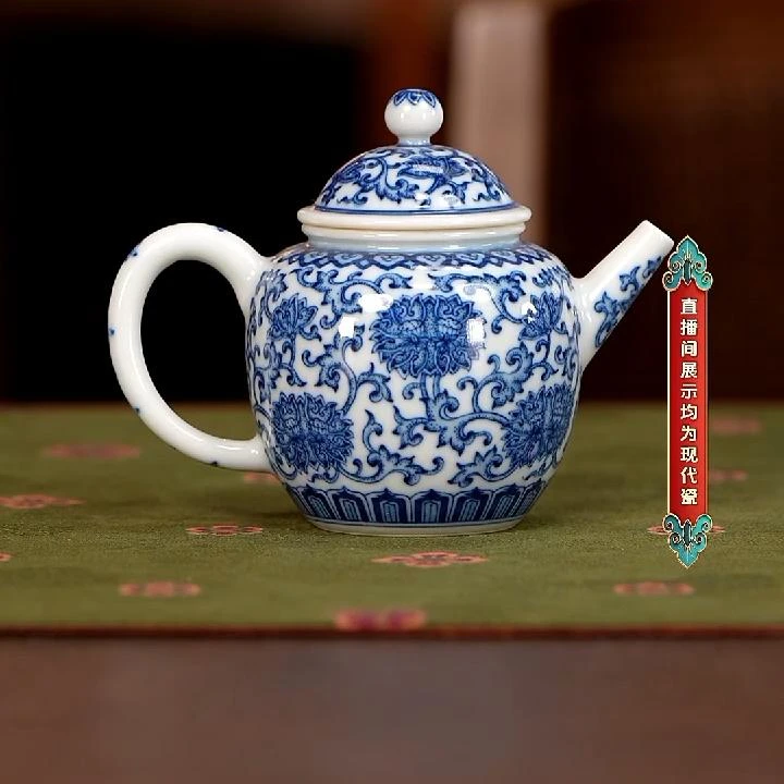 【小乔赏瓷】景德镇手工手绘慎静斋并蒂莲小壶sjz296