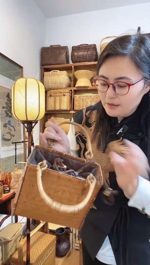 【闪购商品】手工竹编方格包高款