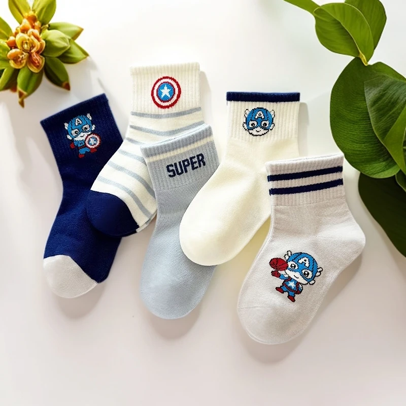爱嘀嗒儿童袜子春秋款男童中大童精梳棉中筒防臭无骨可爱卡通棉袜