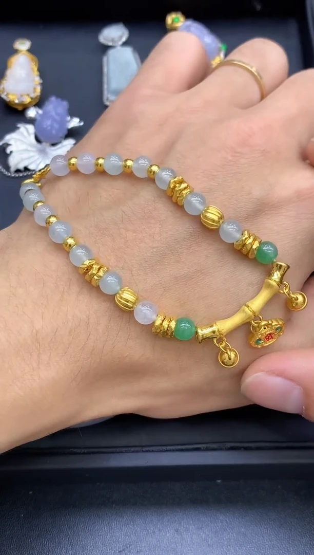 足金镶嵌手链翡翠季**?542-中国好珍宝