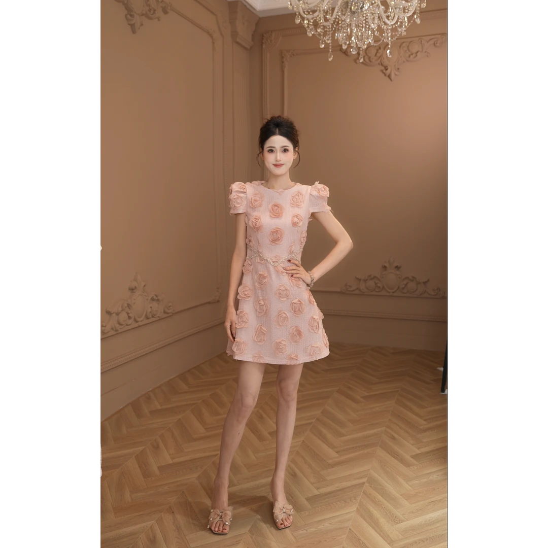 【柒老板定制】连衣裙法式少女气质显瘦蕾丝甜美复古收腰修身91302