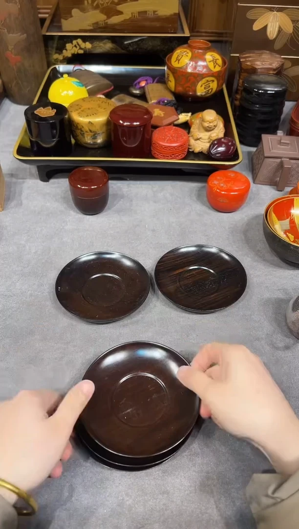 黑檀杯垫 五片 大漆漆器大漆漆器