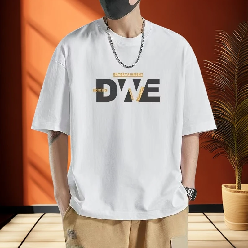 男士短袖t恤男夏季纯棉圆领潮牌简约时尚百搭休闲宽松高级感男装