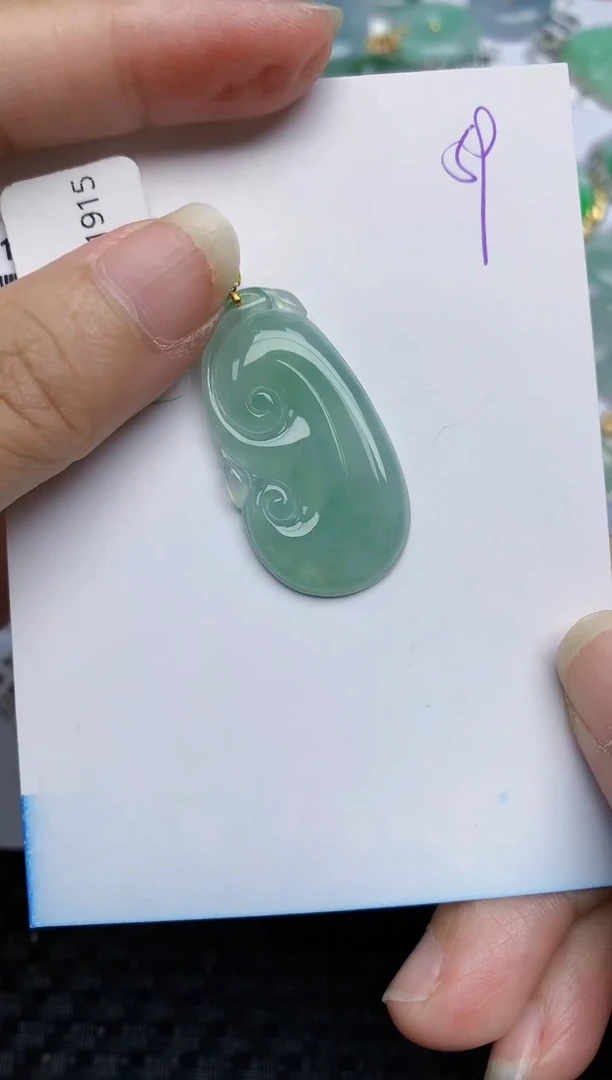 翡翠18K金镶嵌颈饰天然A货翡翠 59