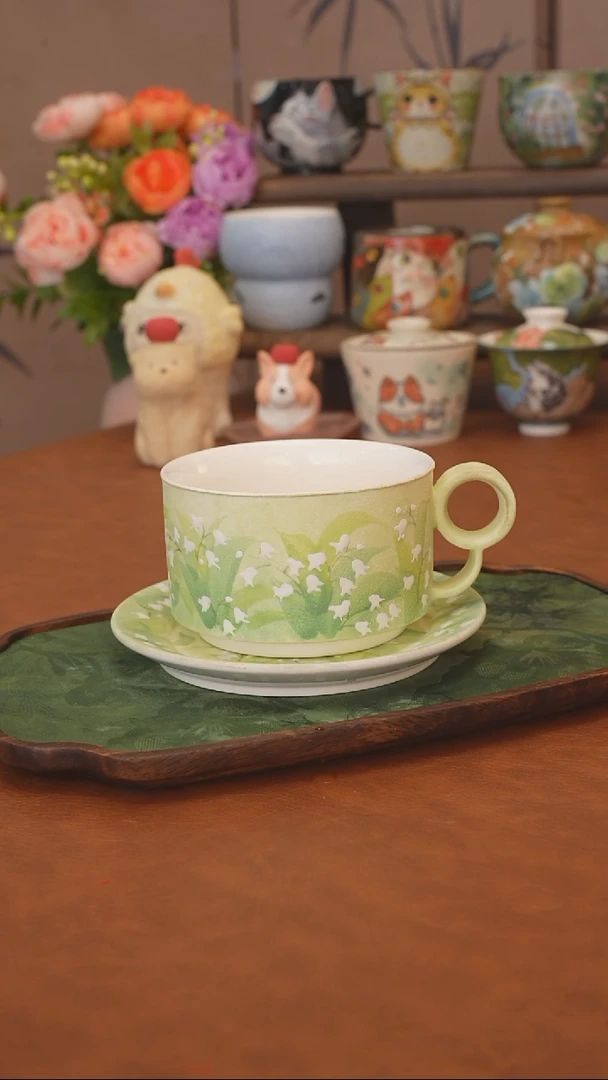 是泥吖 铃兰花咖啡杯套组