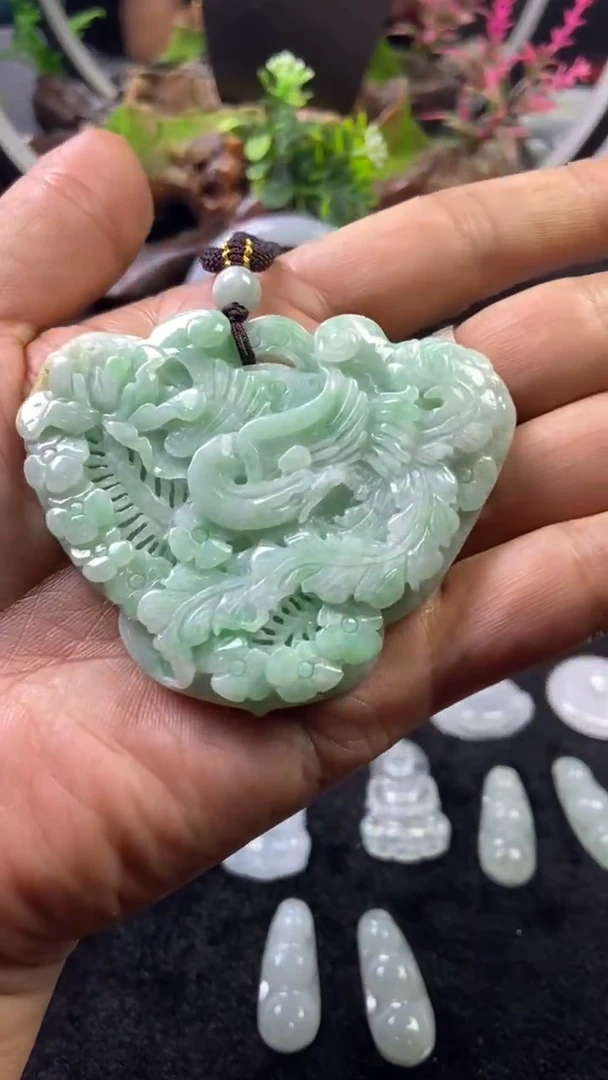 未镶嵌挂件翡翠缅甸天然A货翡翠   百鸟朝凤挂件