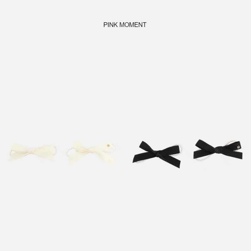 PM王囡囡 黑/白蝴蝶结珍珠发夹 ND1A0618