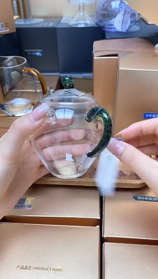 琉璃手工艺品禾器文巧壶黑金色