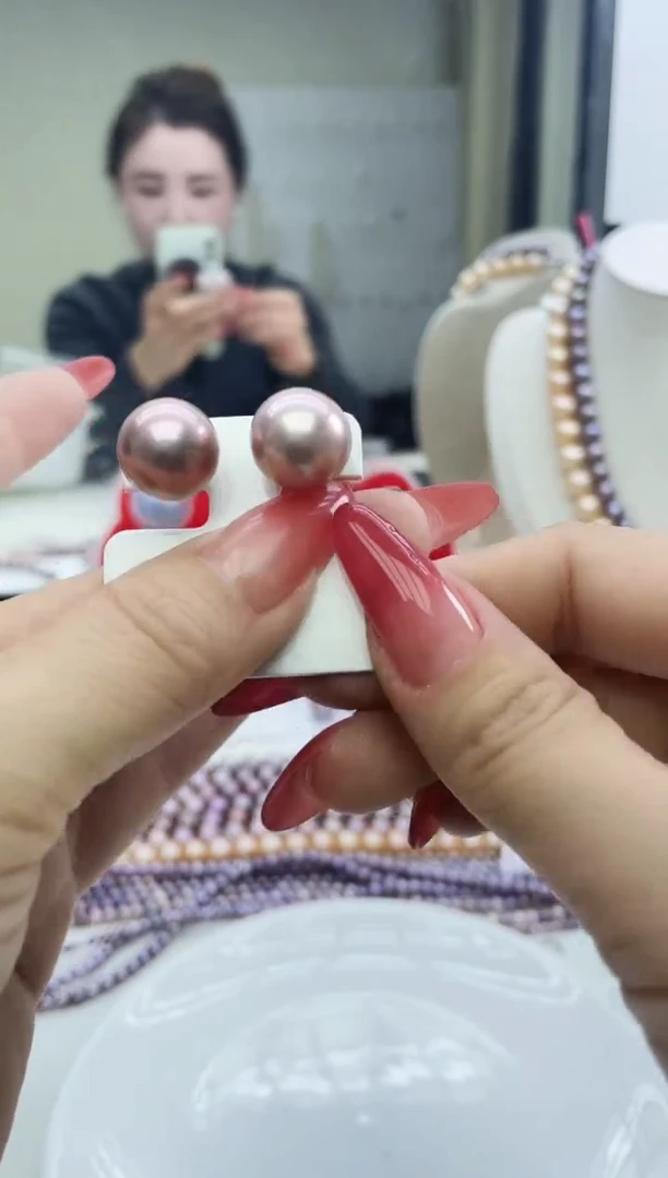 未镶嵌耳饰淡水珍珠紫色系耳饰