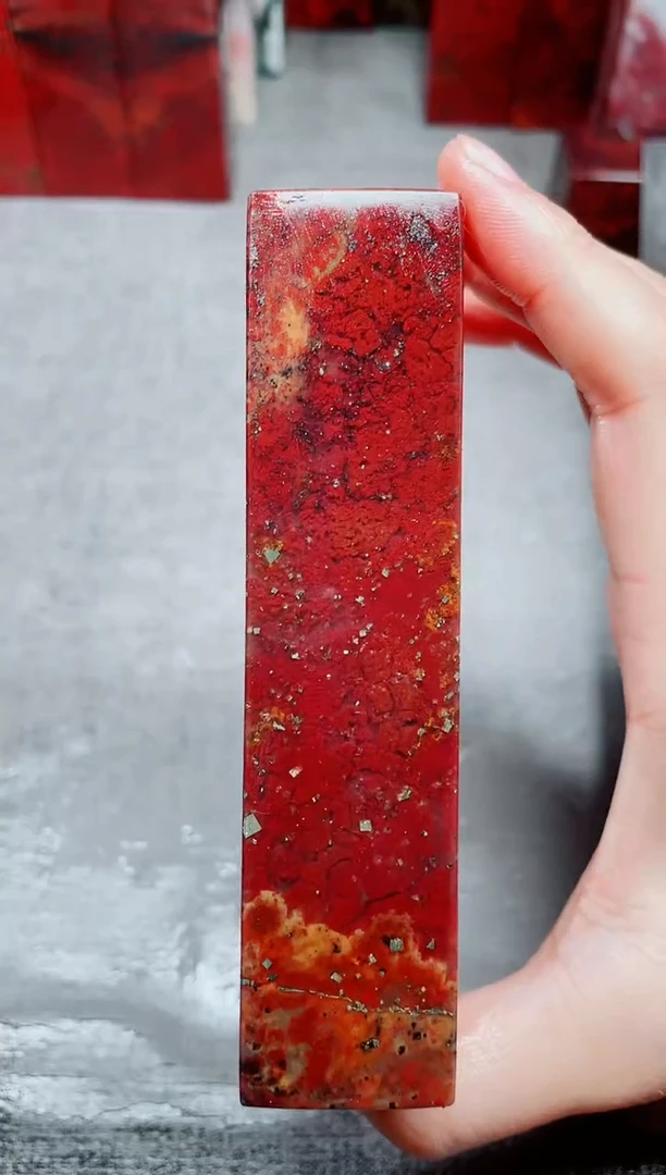 玉桂林鸡血玉素章3.0大地红55
